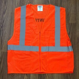 Orange Safety Vest with Reflective Stripes size large
